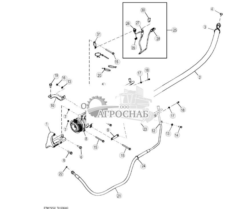 Компрессор системы кондиционирования воздуха и трубопроводы (Engine 4045TT096-RE545793) ( - 329327) - ST892086 378.jpg